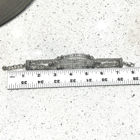 Brighton 4 Multi-Strand Bracelet Silver Tone Chain Crystal Beads 7.5" + Ext - Picture 6 of 7